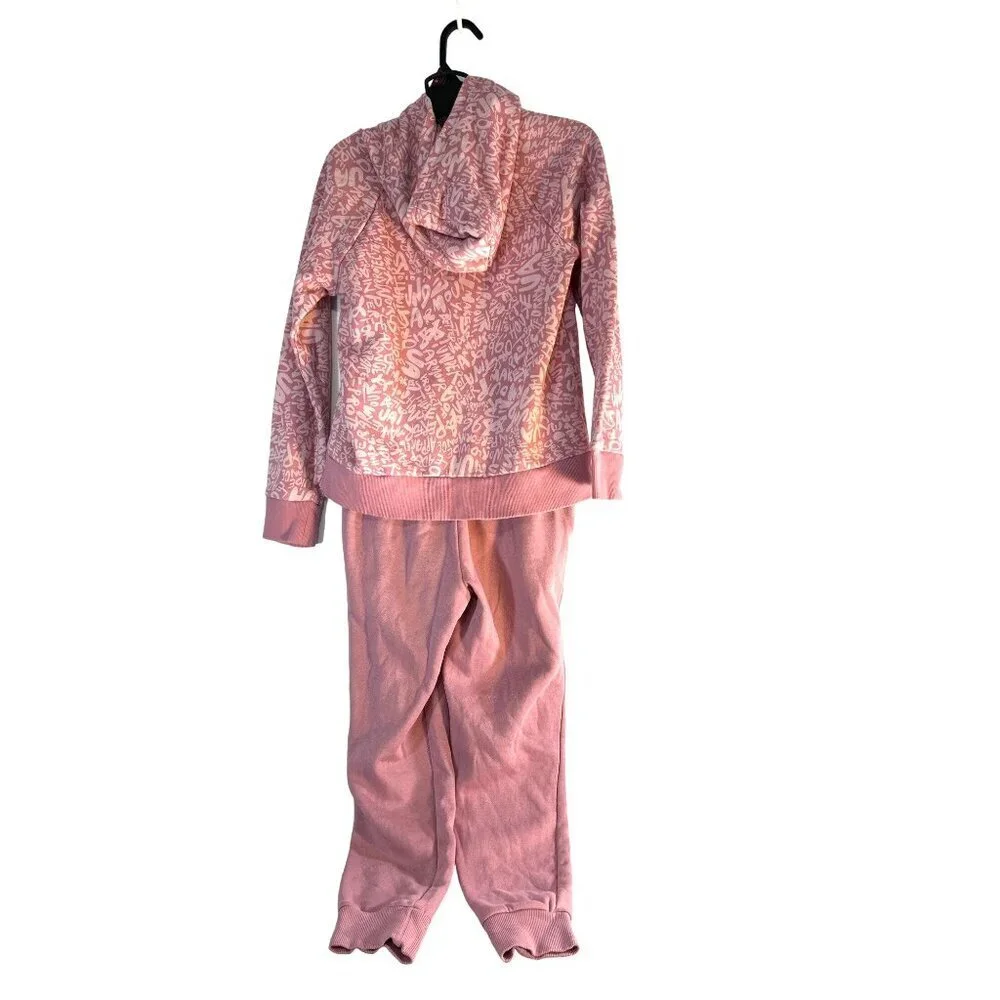 Underarmour Girls Hooded Jogging Suit Pink Size M